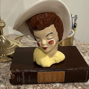 Vintage Lady Head Planter/ Vase Handmade 6.5 x 6 Inches